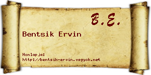 Bentsik Ervin névjegykártya