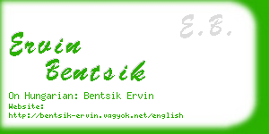 ervin bentsik business card